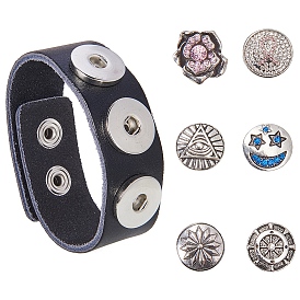 SUNNYCLUE DIY Bracelet Making, with Leather Snap Bracelet Making, Zinc Alloy Rhinestone Buttons and Brass Rhinestone Jewelry Snap Buttons