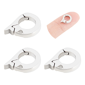 3Pcs 304 Stainless Steel Fold Over Clasps, Ring