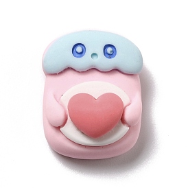 Opaque Resin Decoden Cabochons, Imitation Food, Biscuit with Heart