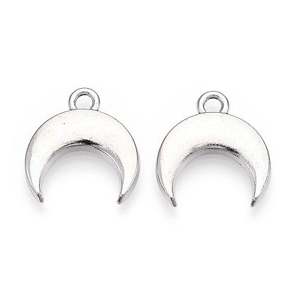 Сплавочные подвески тибетского стиля, без кадмия и без свинца, двойные рога / полумесяц