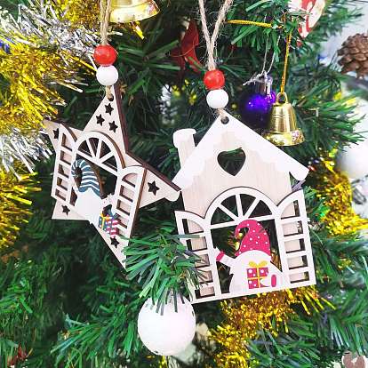Christmas Theme Wooden Gnomes Pendant Decorations, Christmas Tree Hanging Decorations