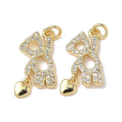 Латунные микро проложить кубического циркония подвески, с целью перехода в кольце, медведь, без свинца и без кадмия, долговечный