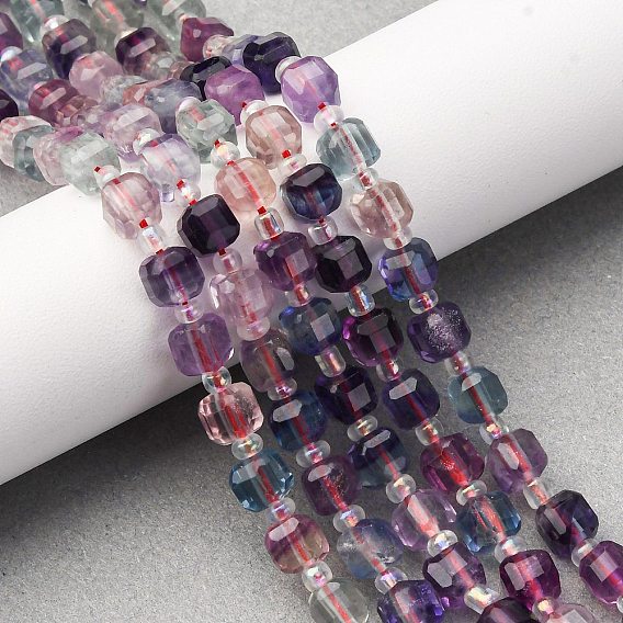 Природных красочные флюорита бисер нитей, граненый стол, вырезанный куб, с бисером
