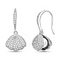 Brass Dangle Earrings, with Shell Pearl and Cubic Zirconia, Shell Shape