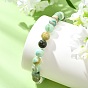 Natural Green Line Jasper Beads Stretch Bracelets for Women Men, Round