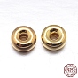 Real 18K Gold Plated Flat Round 925 Sterling Silver Spacer Beads