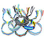Cotton Braided Rhombus Pattern Cord Bracelet, Ethnic Tribal Adjustable Brazilian Bracelet for Women