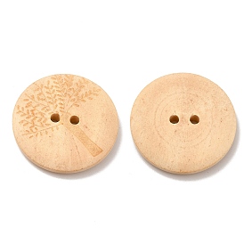 Carved Buttons with 2-Hole, Wooden Buttons