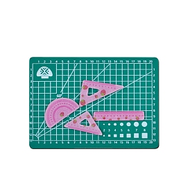 Plastic Miniature Ruler Set, with PVC Cutting Mat Pad, for Dollhouse Accessories, Pretending Prop Decorations