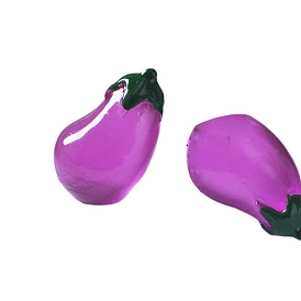 Luminous Resin Eggplant Cabochons, Glow in the Dark