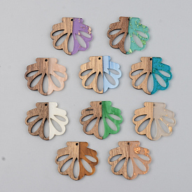 Resin & Walnut Wood Pendants, Flower,