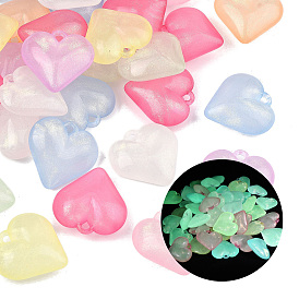 Светящиеся непрозрачные акриловые подвески, сердце прелести, светится в темноте, с блеском порошок