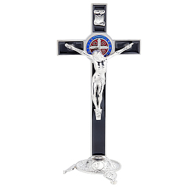 Декоративные элементы в виде распятия святого Бенедикта из сплава с эмалью., с базой, для украшения церкви и дома