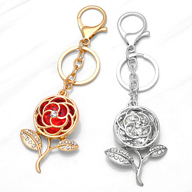 AS jewelry rose car key chain female bag accessories flower metal crystal rhinestone pendant kca24