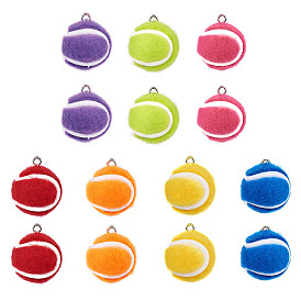 14pcs 7 pendentifs en tissu de couleurs, avec boucle en fer couleur platine, tennis