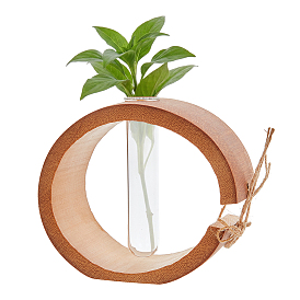 Glass Hydroponic Vase, with Bamboo Base