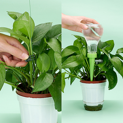 Nbeads Potted Plant Diversion Watering Splash-Proof Funne, with Plastic Plant Fixator, Iron Wire