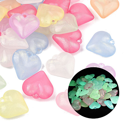 Светящиеся непрозрачные акриловые подвески, сердце прелести, светится в темноте, с блеском порошок