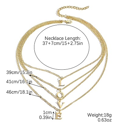 Подвески и ожерелья из сплава с надписью «любовь», 4 многослойные ожерелья для женщин