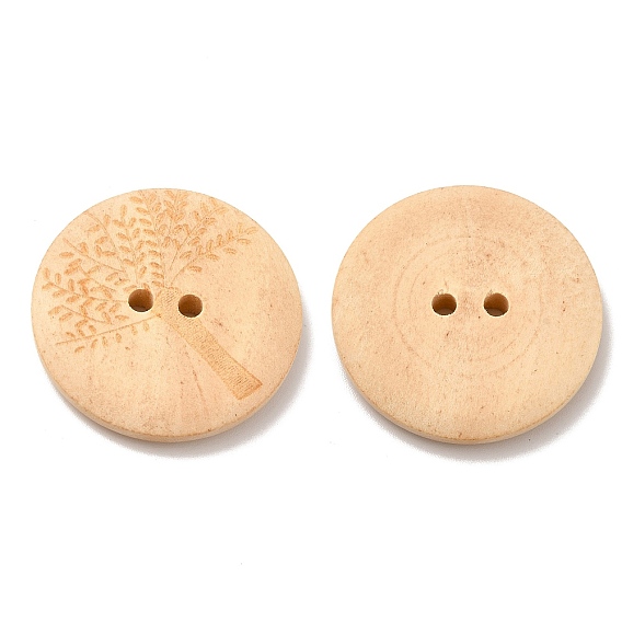 Carved Buttons with 2-Hole, Wooden Buttons