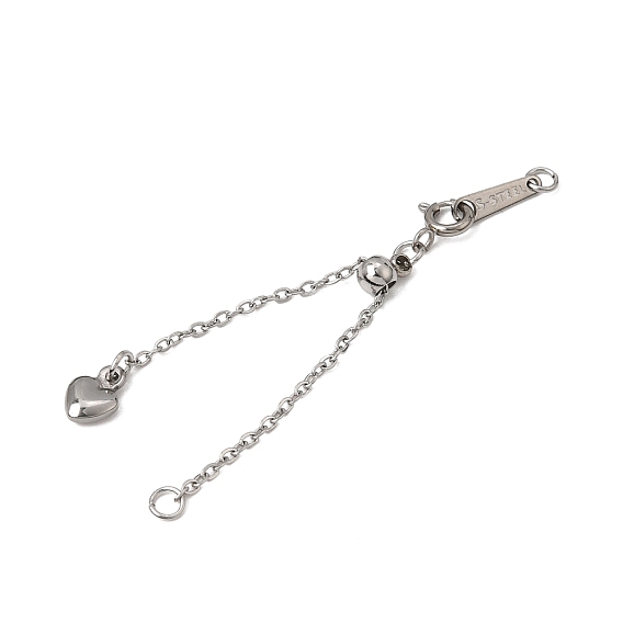 Extensor de cadena de cable de acero inoxidable ajustable 304, con encanto del corazón