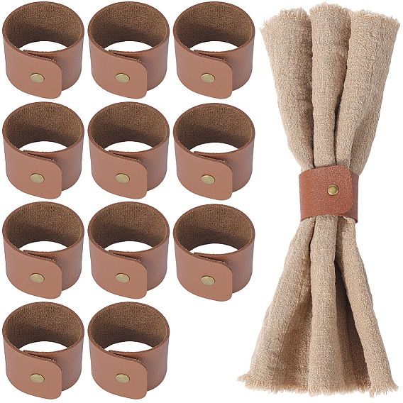 Вырезанные полые 12шт. кольца для салфеток из искусственной кожи, С кнопкой щелчка, прямоугольные