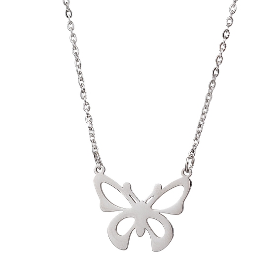 Полые бабочки 304 ожерелья с подвесками из нержавеющей стали, ожерелья из кабельных цепочек для женщин