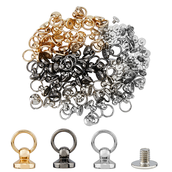 60 наборы 3 цвета сплав и железо шариковые шпильки заклепки, с винтом с головкой Филиппа и прыжковыми кольцами, чехол для телефона своими руками, поделки из кожи ремесло, сумочка, аксессуары для кошельков