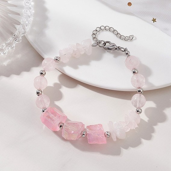 Браслеты из натуральных и синтетических драгоценных камней для женщин, круглый картофель фри и наггетсы