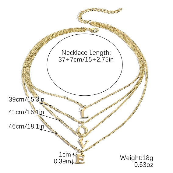 Подвески и ожерелья из сплава с надписью «любовь», 4 многослойные ожерелья для женщин