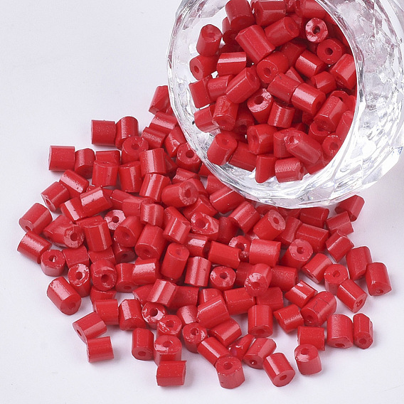 6/0 Glass Bugle Beads, Baking Paint