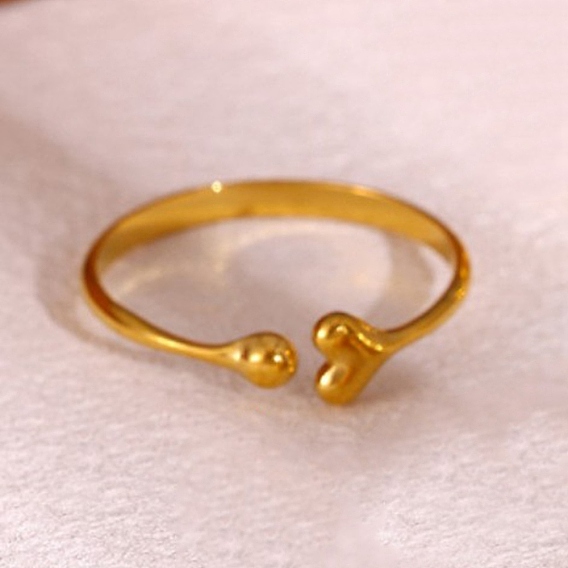 304 Anillos abiertos de puño de acero inoxidable, corazón