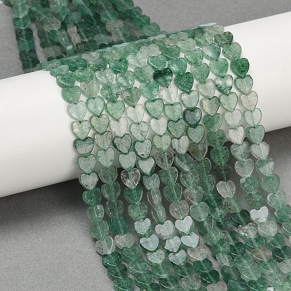 Натуральный зеленый клубника кварц бисер нити, сердце