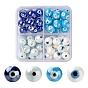 60 piezas 4 colores cuentas de cerámica de porcelana hechas a mano, porcelánico esmaltado brillante, redonda con mal de ojo