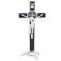 Décorations de crucifix de saint Benoît en alliage émaillé, avec base, pour les décorations de maison d'église