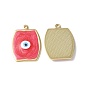 Brass Enamel Pendants, Real 18K Gold Plated, Long-Lasting Plated, Rectangle with Evil Eye Charm