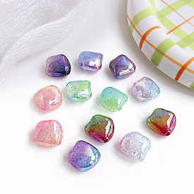 Transparent Crackle Acrylic Beads, Gradient Color, Square