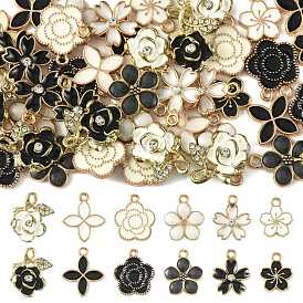 48 шт 12 стили подвески из сплава эмали, со стразами, стойки покрытие, , золотой свет