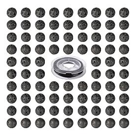 100Pcs 8mm Natural Lava Rock Beads Round Beads, with 10m Elastic Crystal Thread, for DIY Stretch Bracelets Making Kits