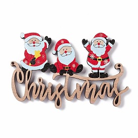 Christmas Decoration Wooden Door Plate, Wood Big Pendants for Door Hanging, Word Christmas with Santa Claus