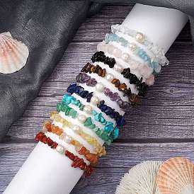 12шт. браслеты из натуральных и синтетических драгоценных камней для женщин, с культивированным пресноводным жемчугом