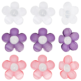 30шт. 3цветные акриловые ушки для сережек, с силиконовыми накладками, цветок