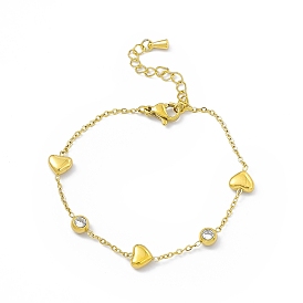 Bracelets chaîne à maillons en cristal et strass jais, placage ionique (ip) 304 bijoux en acier inoxydable pour femmes