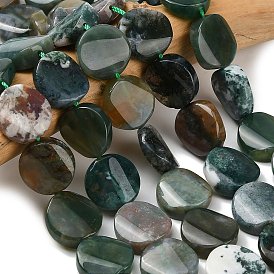 Природные моховой агат бисер нитей, витая плоские круглые