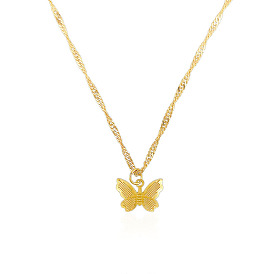Stylish Metal Butterfly Collarbone Chain with Twisted Rope Design Necklace