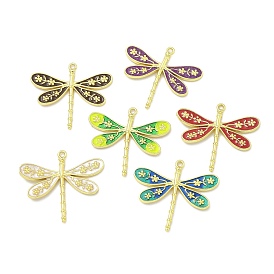 Подвески из латуни с эмалью в стойку, долговечный, без свинца и без кадмия, стрекоза прелести, реальный 18 k позолоченный