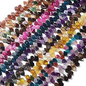 Natural Agate Beads Strands, Dyed & Heated, Top Drilled, Teardrop