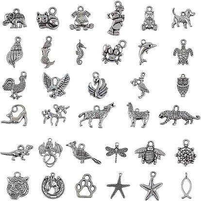 Tibetan Style Alloy Pendants, Mixed Animal Shapes