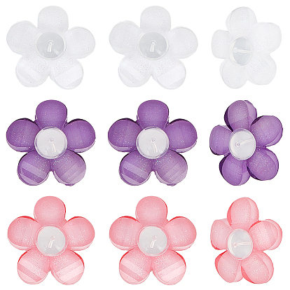 30шт. 3цветные акриловые ушки для сережек, с силиконовыми накладками, цветок