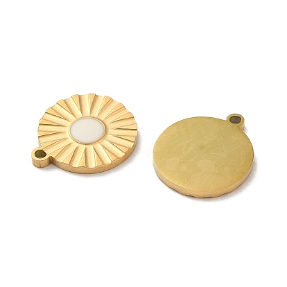 Ion Plating(IP) 316L Surgical Stainless Steel Pendants, with Enamel, Real 18K Gold Plated, Flower Charm